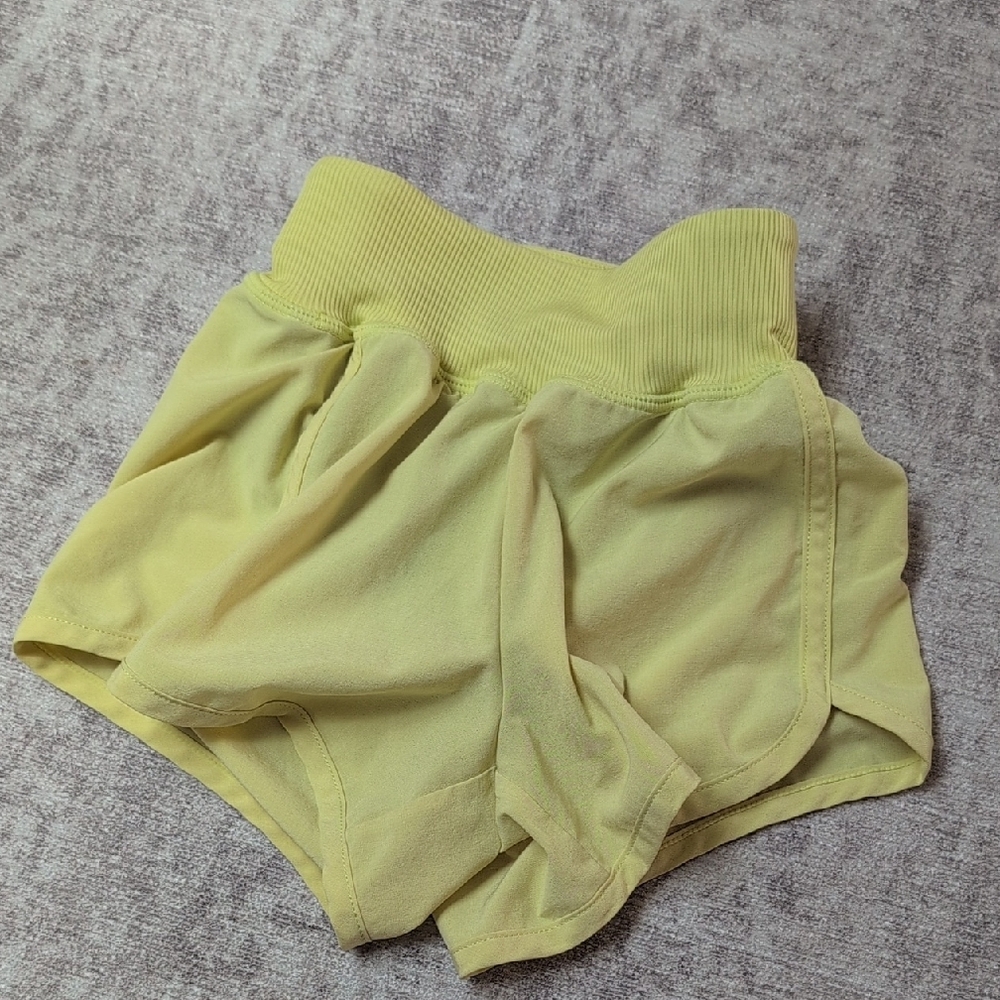 Zella Girl Yellow Athletic Shorts High-Rise Elastic Waist